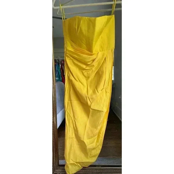 GAUGE81 Lica Short Silk Strapless Dress Lemon Small NEW NWT! - Picture 4 of 5